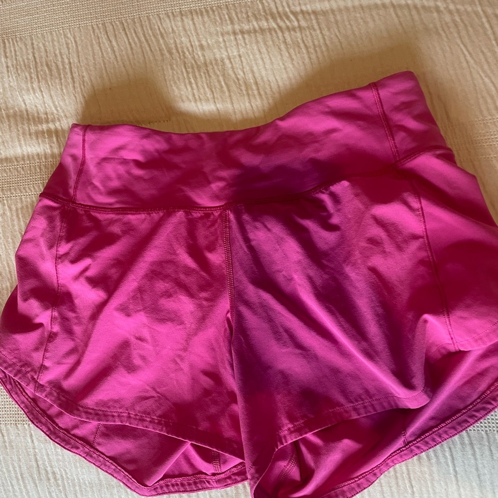 Lululemon Athletica Pink Athletic Shorts with Curved Hem